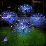 4-in-1 Solar Firework Garden Lights 8 Lighting Modes Outdoor Stake Lights with 30 Flexible Copper Wires for Yard Pathway Lawn Multicolor