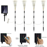 4-in-1 Solar Firework Garden Lights 8 Lighting Modes Outdoor Stake Lights with 30 Flexible Copper Wires for Yard Pathway Lawn Warm White