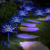 4-in-1 Solar Firework Garden Lights 8 Lighting Modes Outdoor Stake Lights with 30 Flexible Copper Wires for Yard Pathway Lawn Multicolor