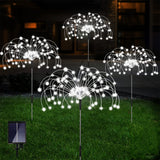 4-in-1 Solar Firework Garden Lights 8 Lighting Modes Outdoor Stake Lights with 30 Flexible Copper Wires for Yard Pathway Lawn White