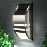2 Pack Solar Powered Motion Sensor Wall Lights Stainless Steel Outdoor LED Lights with Automatic Night Lighting