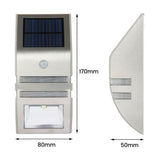 2 Pack Solar Powered Motion Sensor Wall Lights Stainless Steel Outdoor LED Lights with Automatic Night Lighting