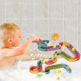 48 Pieces Baby Bath Toys DIY Slide Way Toy Set with Suction Cups