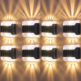 8 Pcs LED Solar Wall Lights Solar Porch Light for Garden Fence Pathway Warm Light