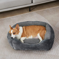 Rectangle Plush Pet Bed Dog Sofa Cozy Puppy Cat Bed Grey