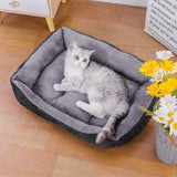 Rectangle Plush Pet Bed Dog Sofa Cozy Puppy Cat Bed Grey