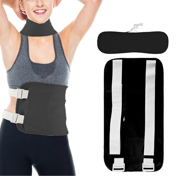 2 Pieces Castor Oil Pack Kit Compress Reusable Castor Oil Wrap for Waist and Neck Black