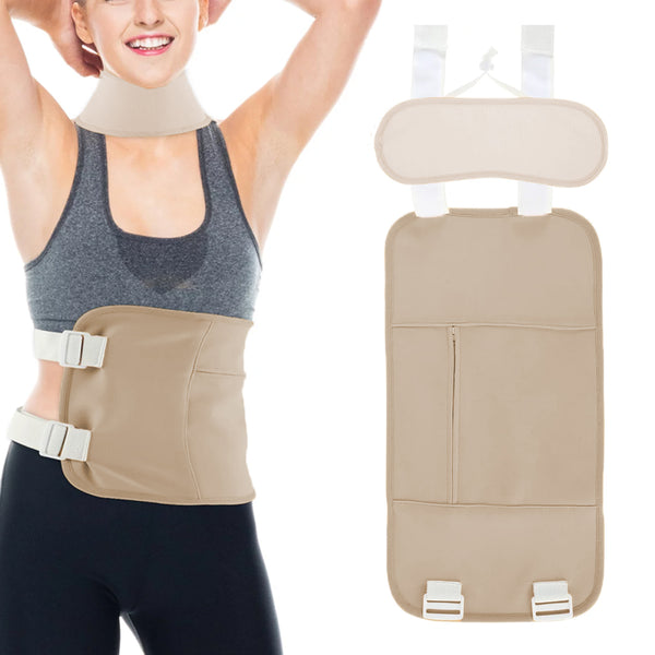 2 Pieces Castor Oil Pack Kit Compress Reusable Castor Oil Wrap for Waist and Neck Khaki