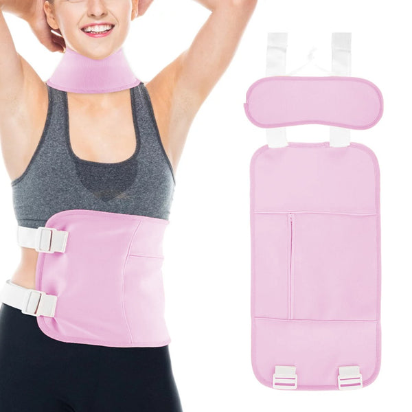 2 Pieces Castor Oil Pack Kit Compress Reusable Castor Oil Wrap for Waist and Neck Pink