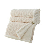 Reversible Warm Winter Sofa Bed Cover Fluffy Throw Bedspread Double Sided Thick Blanket Beige