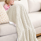 Reversible Warm Winter Sofa Bed Cover Fluffy Throw Bedspread Double Sided Thick Blanket Beige