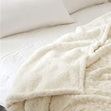 Reversible Warm Winter Sofa Bed Cover Fluffy Throw Bedspread Double Sided Thick Blanket Beige