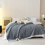Reversible Warm Winter Sofa Bed Cover Fluffy Throw Bedspread Double Sided Thick Blanket Gray