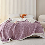Reversible Warm Winter Sofa Bed Cover Fluffy Throw Bedspread Double Sided Thick Blanket Purple