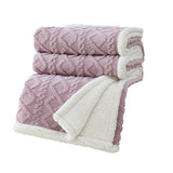Reversible Warm Winter Sofa Bed Cover Fluffy Throw Bedspread Double Sided Thick Blanket Purple