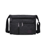Retro Canvas Shoulder Messenger Bag Crossbody Satchel Travel for Men Black