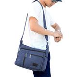 Retro Canvas Shoulder Messenger Bag Crossbody Satchel Travel for Men Blue