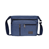 Retro Canvas Shoulder Messenger Bag Crossbody Satchel Travel for Men Blue