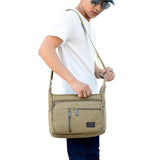 Retro Canvas Shoulder Messenger Bag Crossbody Satchel Travel for Men Khaki