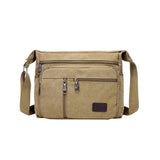 Retro Canvas Shoulder Messenger Bag Crossbody Satchel Travel for Men Khaki