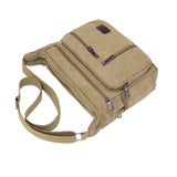 Retro Canvas Shoulder Messenger Bag Crossbody Satchel Travel for Men Khaki