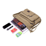 Retro Canvas Shoulder Messenger Bag Crossbody Satchel Travel for Men Khaki