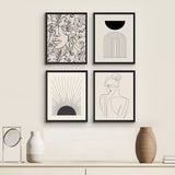 Set of 4 Unframed Minimalist Boho Wall Art Prints Abstract Art Prints Artwork Posters Wall Decor 50 x 70cm