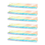 6Pcs Iridescent Wall Mounted Shelf Clear Rainbow Nail Polish Storage Rack Acrylic Organizer Display Holder