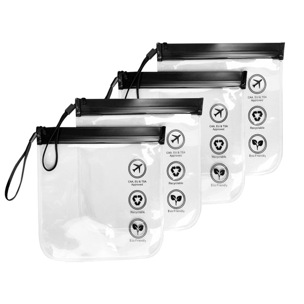 4Pcs Clear Toiletry Bag Carry-on Travel Makeup Pouch Transparent Bag for Cosmetics Liquids With Handle
