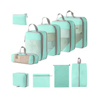 10Pcs Compression Packing Cubes Suitcase Organizer Bag Luggage Storage Acid Blue