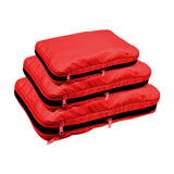 3Pcs Travel Compression Packing Cube Luggage Packing Bag Clothing Storage Bags Red
