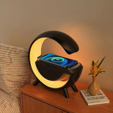 Wireless Phone Charger Atmosphere Lamp Intelligent Bluetooth Speaker Night Light Black