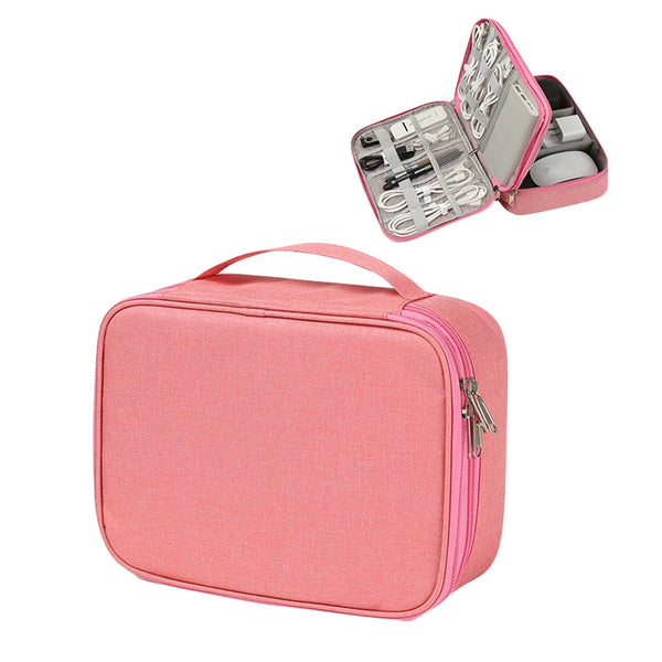 Cable Organizer Bag Electronic Accessory Organizer Travel Storage Case Pink