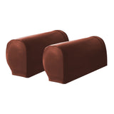Pair of Sofa Armrest Covers Removable Stretch Couch Arm Protectors Brown