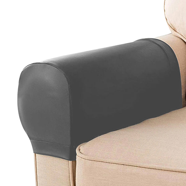 Pair of Sofa Armrest Covers Removable Stretch Couch Arm Protectors Grey