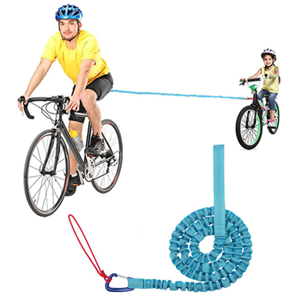 Parent-Child Bike Tow Rope MTB Elastic Belt Cycling Stretch Pull Strap for Long Ride Going Uphill Blue