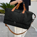 Large Capacity Travel Bag Duffel Bag with Wet and Dry Compartments Black