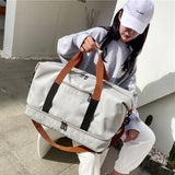 Large Capacity Travel Bag Duffel Bag with Wet and Dry Compartments Gray