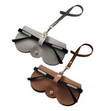 2Pcs Portable Eyeglasses Storage Pouch Sunglasses Reading Glasses Storage Holder Grey and Brown