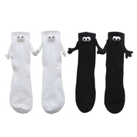 2 Pairs of Funny Magnetic Suction 3D Doll Couple Holding Hands Socks for Women Men Couple