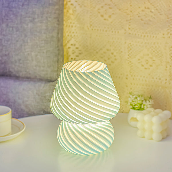 Mushroom Glass Table Lamp Bedside Night Light Desk Lamp Blue