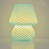 Mushroom Glass Table Lamp Bedside Night Light Desk Lamp Blue