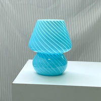 Mushroom Glass Table Lamp Bedside Night Light Desk Lamp Blue