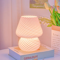 Mushroom Glass Table Lamp Bedside Night Light Desk Lamp Pink