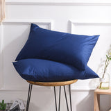 2Pcs 74x48cm Solid Color Pillowcase Cotton Pillow Covers Home Decor Dark Blue