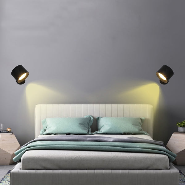 3-Color Adjustable Magnetic LED Wall Light Rechargeable Sconce Wall Mounted Lamp Black