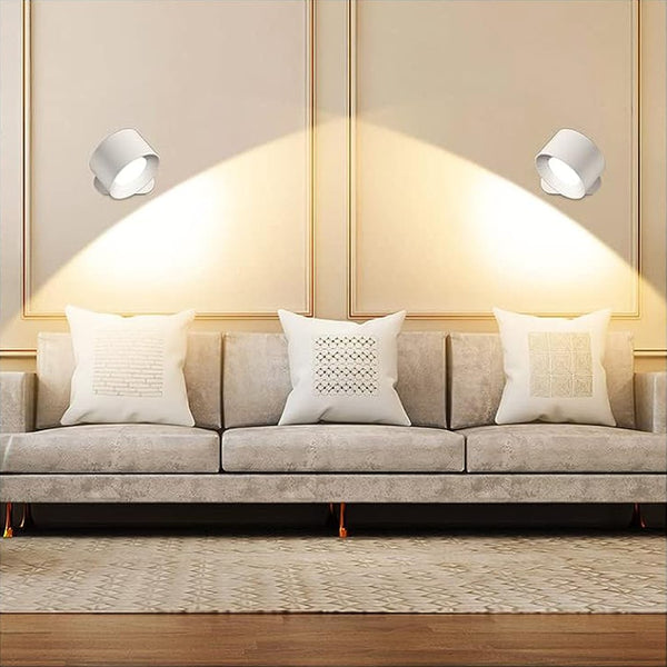 3-Color Adjustable Magnetic LED Wall Light Rechargeable Sconce Wall Mounted Lamp White