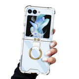 For Samsung Galaxy Z Flip5 5G Airbag Case Slim Clear Cover With Ring Stand Clear