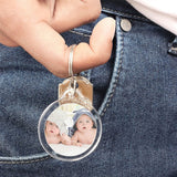 20Pcs Round Clear Acrylic Photo Keyring DIY Blank Picture Frame Key Chain