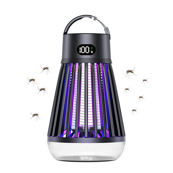 Electric Mosquito Killer Lamp USB Rechargeable Camping Mosquito Zapper Trap Black